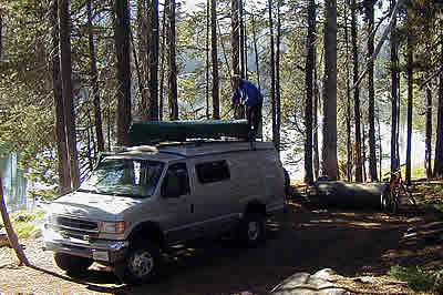 Canoe camp in great places with a sportsmobile class B motorhome