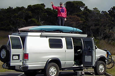 kayak camp in a 4x4 sportsmobile